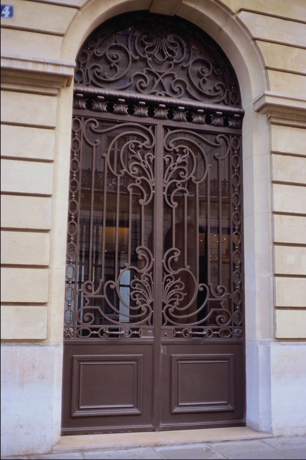 549085 Glass Door With Brown Metallic Structure A4 Photo Print