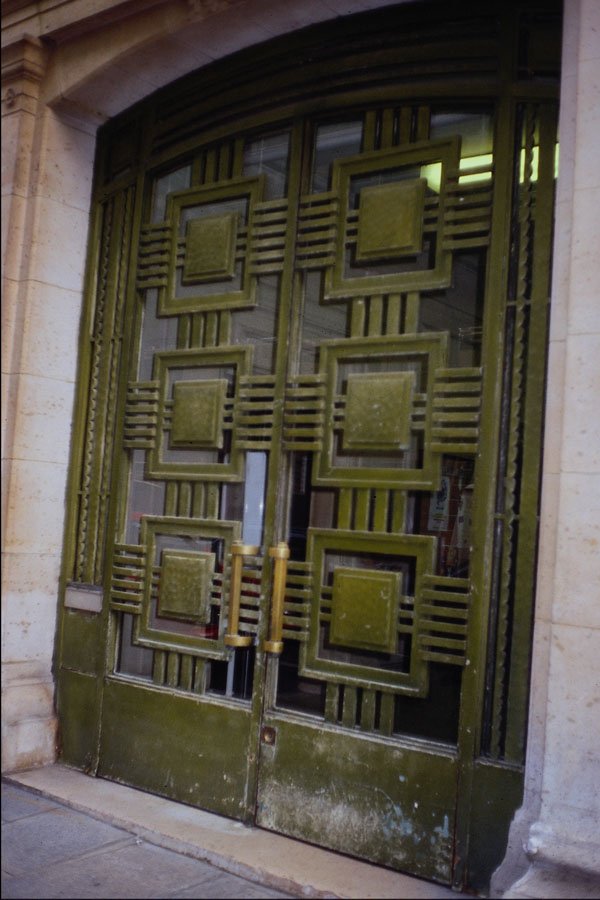 549087 Green Glass And Iron Door A4 Photo Print