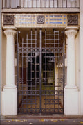549098 Black Iron Gate With Two Columns A4 Photo Print