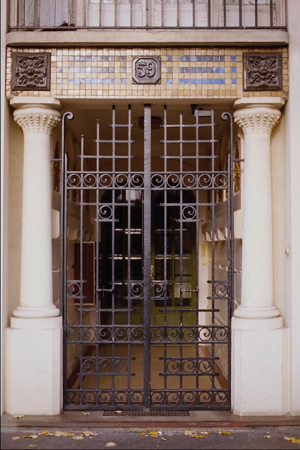 549098 Black Iron Gate With Two Columns A4 Photo Print