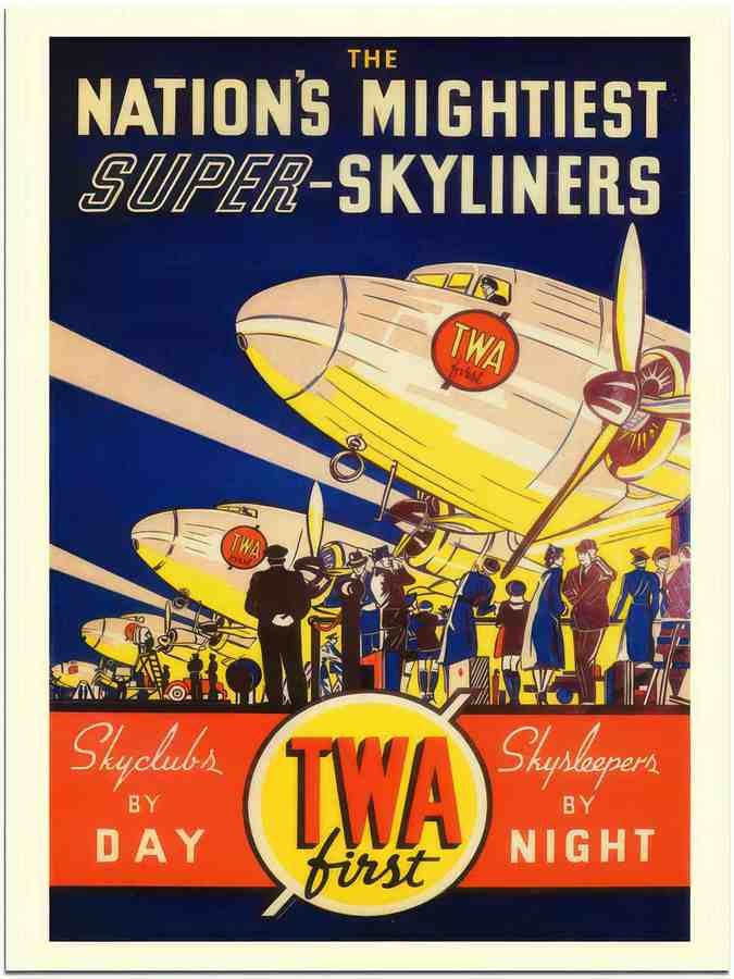 55 twa dc3 airline poster 1937 2 Vintage Advert A4 Photo Print
