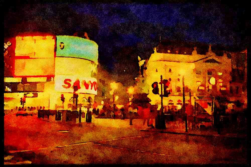 551003 Piccadilly Circus, London, England A4 Limited Edition Watercolour Print
