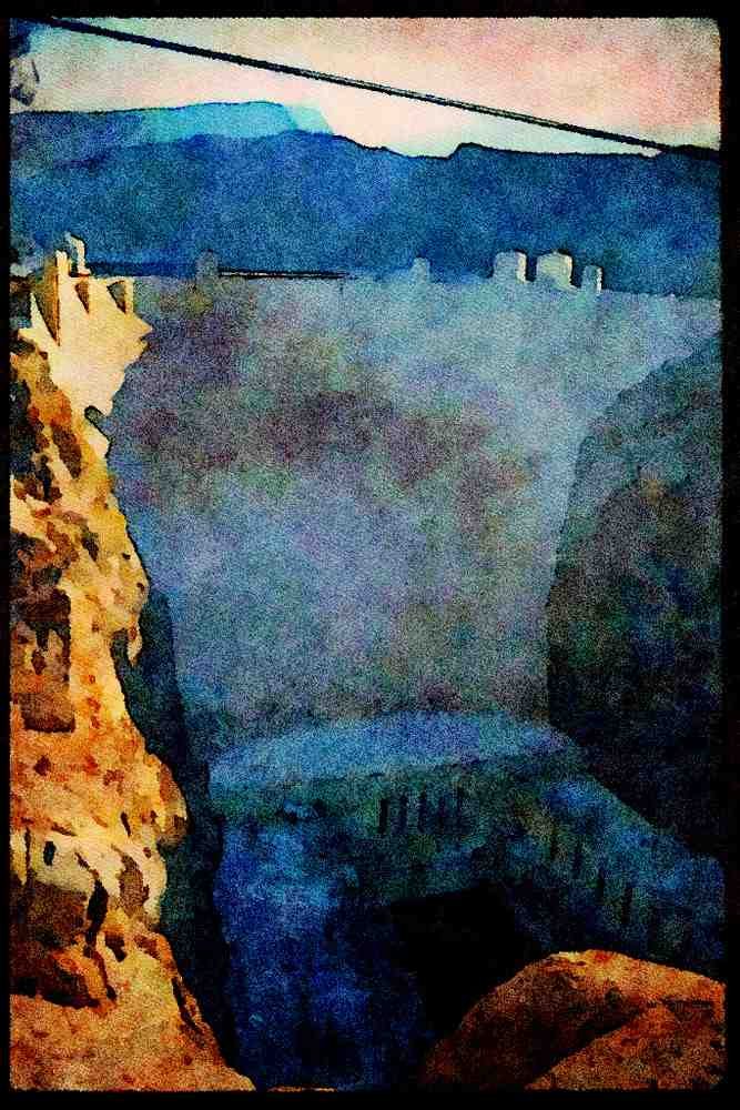 551004 Hoover Dam, Boulder City, Nevada A4 Limited Edition Watercolour Print