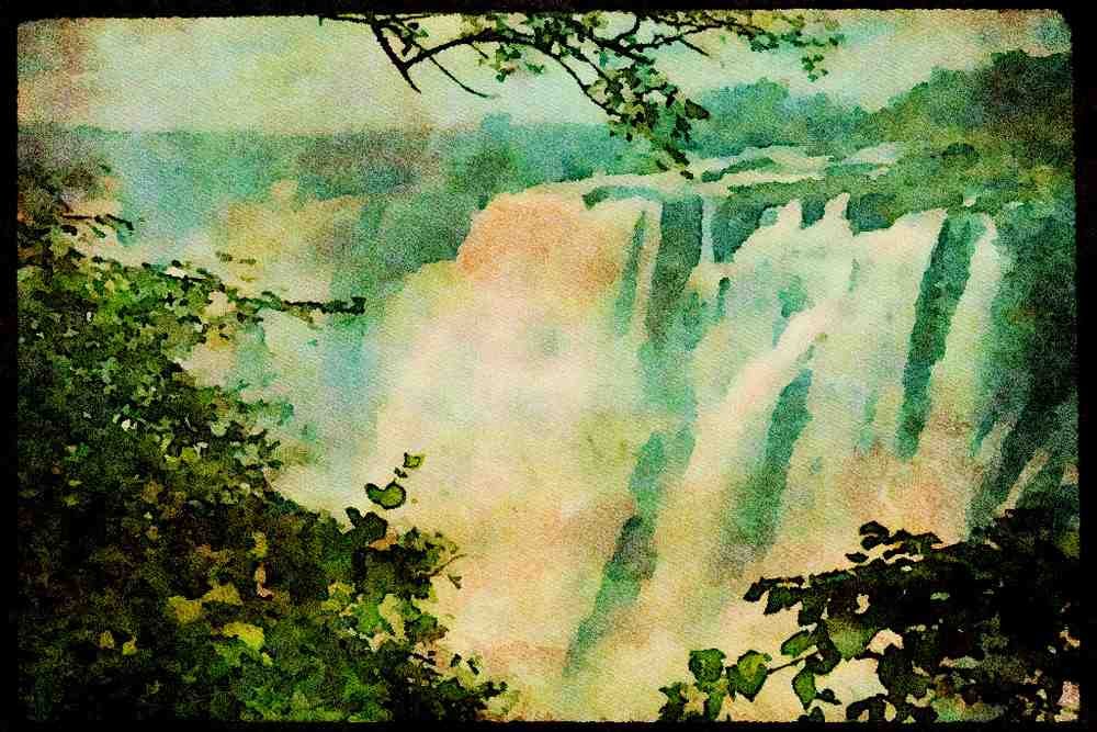 551012 Victoria Falls, Zambia A4 Limited Edition Watercolour Print