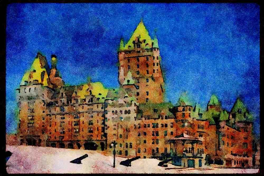 551017 Chateau Frontenac, Quebec City, Canada A4 Limited Edition Watercolour Print