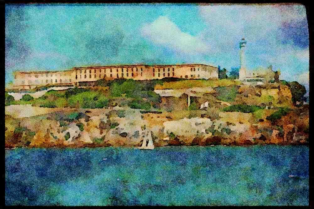 551018 Island Of Alcatraz, San Francisco, California A4 Limited Edition Watercolour Print