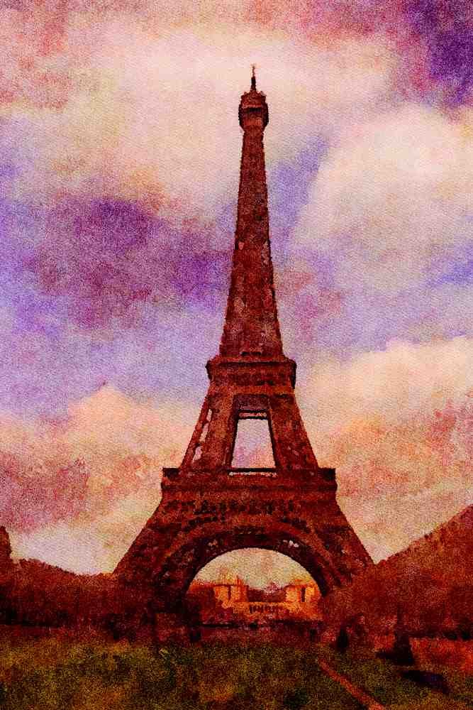551043 Eiffel Tower, Paris, France A4 Limited Edition Watercolour Print
