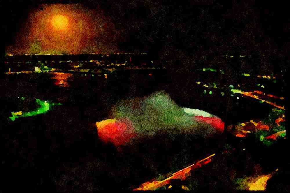 551047 Moon Rising In Background Of Niagara Falls, Canada A4 Limited Edition Watercolour Print