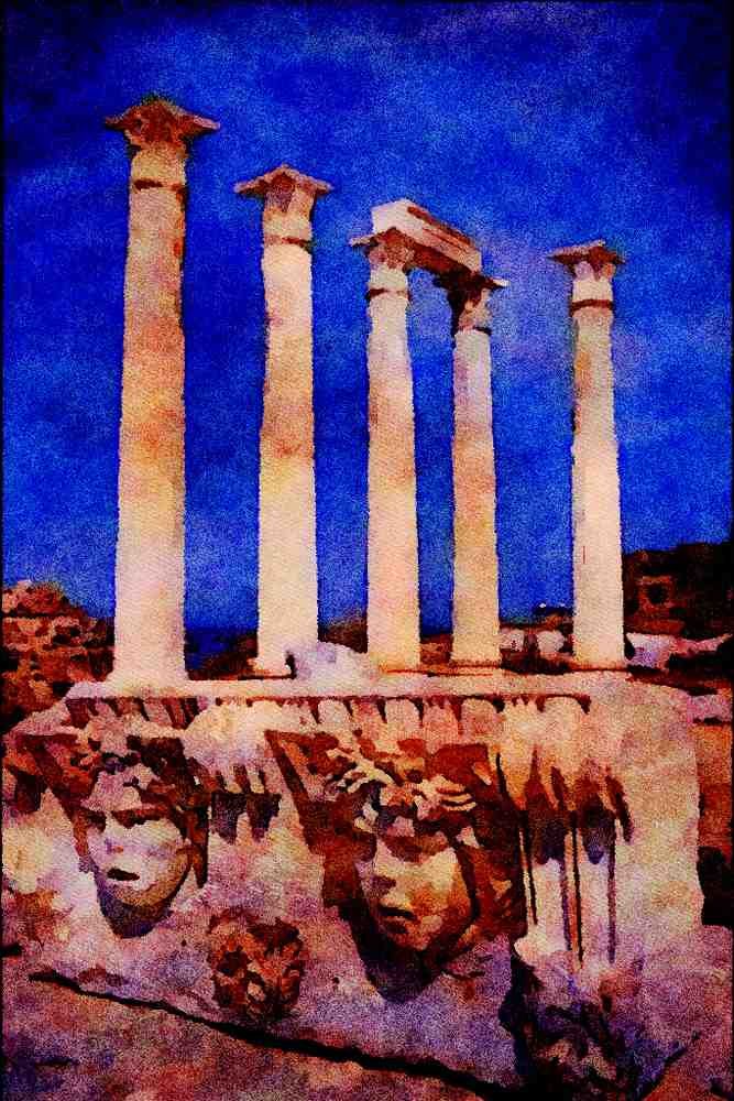 551058 Temple Of Apollo, Turkey A4 Limited Edition Watercolour Print