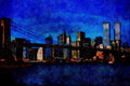 551065 Brooklyn Bridge And Lower Manhattan, New York City A4 Limited Edition Watercolour Print