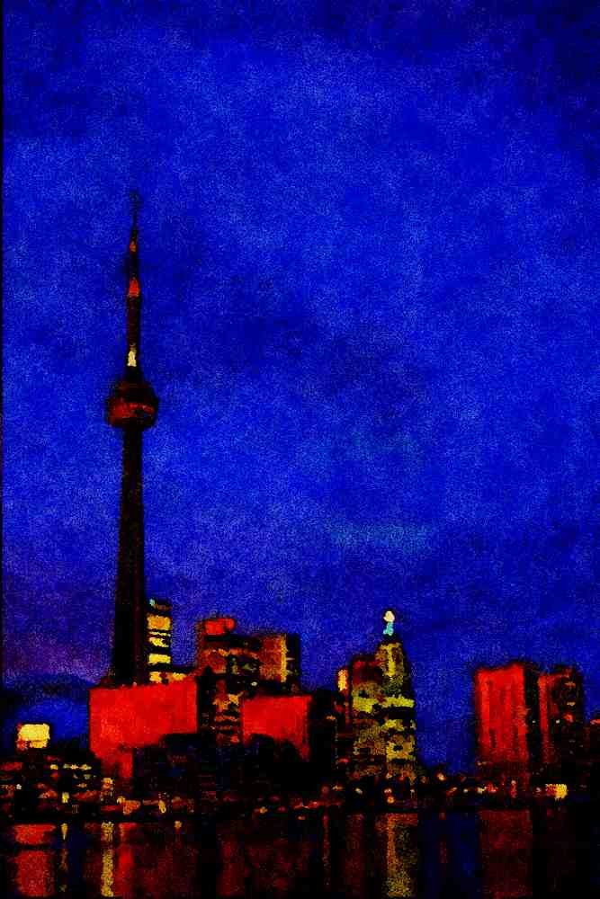 551069 CN Tower And Toronto Skyline, Ontario, Canada A4 Limited Edition Watercolour Print