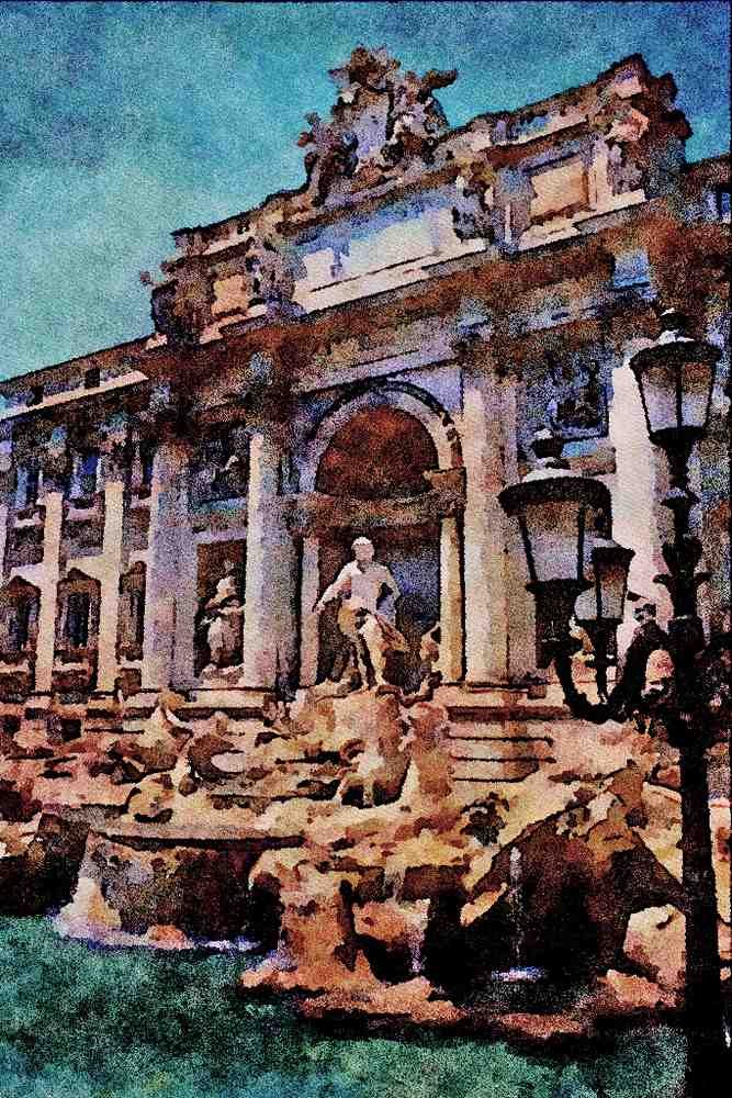 551072 Trevi Fountain, Rome, Italy A4 Limited Edition Watercolour Print