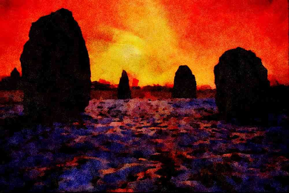 551074 Duloe Stone Circle, Cornwall, England A4 Limited Edition Watercolour Print