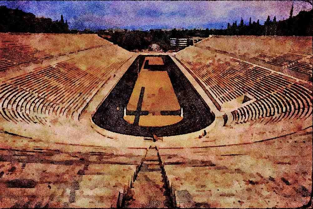 551086 Olympic Stadium, Athens, Greece A4 Limited Edition Watercolour Print