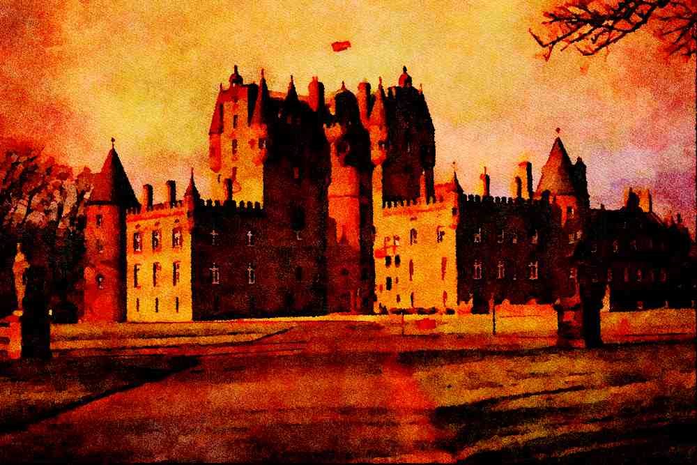 551093 Glamis Castle, Scotland A4 Limited Edition Watercolour Print