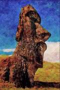 551095 Rano Raraku, Easter Island A4 Limited Edition Watercolour Print