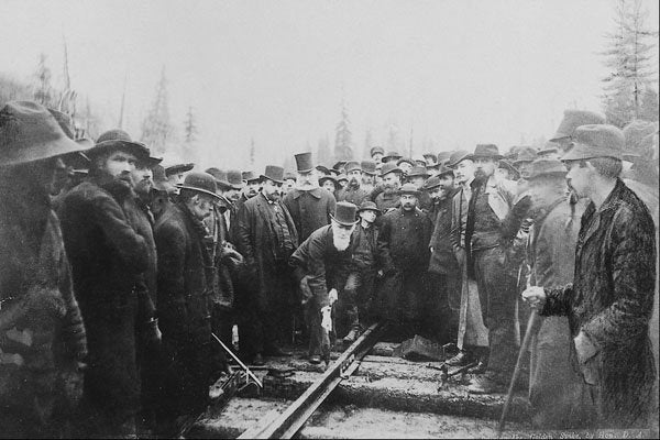 552094 Lord Strathcona Driving Last Spike, CPR 1885 C3693 A4 Photo Print