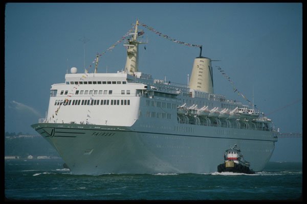 553000 Pilot Boat Leads Cruise Ship Through Harbor Traffic A4 Photo Print