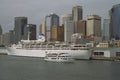 553037 Sydney Skyline With Docked P & O Ocean Liner, Australia A4 Photo Print