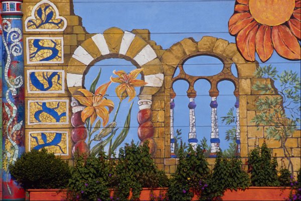 554037 Flower And Arches Panel A4 Photo Print