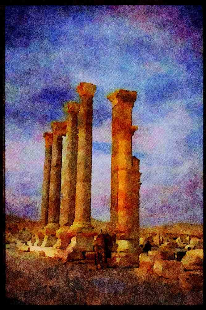555003 Columns In Tadmur, Syria A4 Limited Edition Watercolour Print
