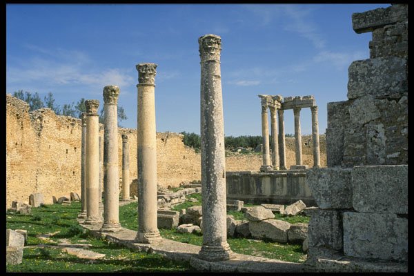 555010 Columns Around Temple De Caelistis , Dougga, Tunisia A4 Photo Print