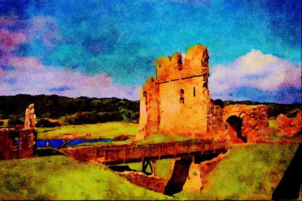 555026 Ogmore Castle, Bridgend, South Wales A4 Limited Edition Watercolour Print