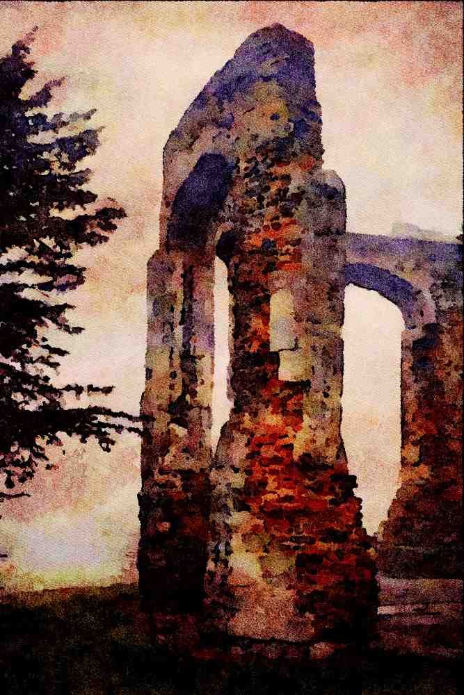 555030 Ruins Of Guild Chapel Of Holy Trinity, Hampshire, England A4 Limited Edition Watercolour Print