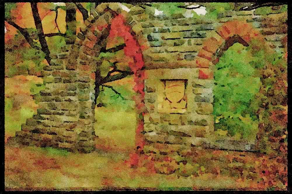 555043 Abbey Ruins, Mackenzie King Estate, Quebec, Canada A4 Limited Edition Watercolour Print