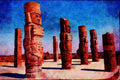 555046 Giant Toltec Figures, Tula, Mexico A4 Limited Edition Watercolour Print