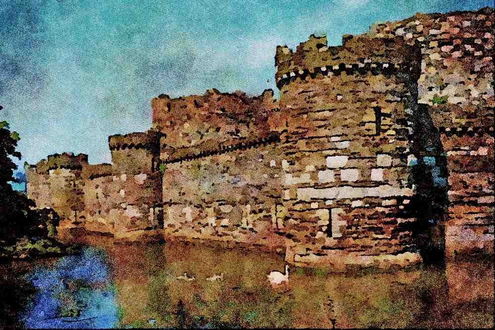 555054 Beaumaris Castle, Anglesey, North Wales A4 Limited Edition Watercolour Print