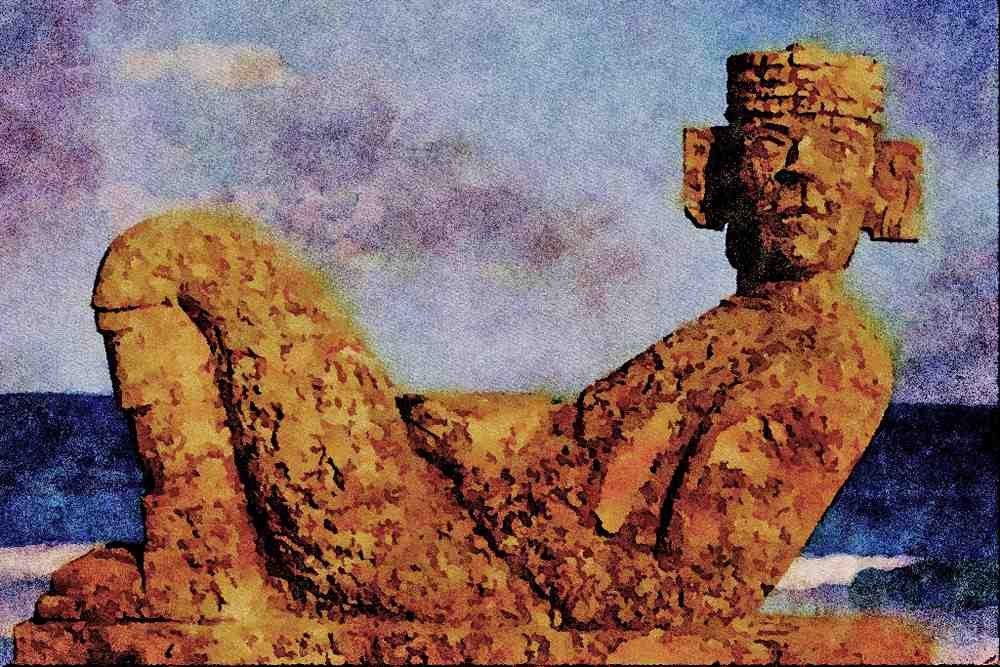 555061 Aztec Stonework, Cancun, Mexico A4 Limited Edition Watercolour Print