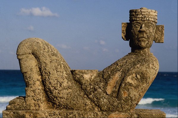 555061 Aztec Stonework, Cancun, Mexico A4 Photo Print