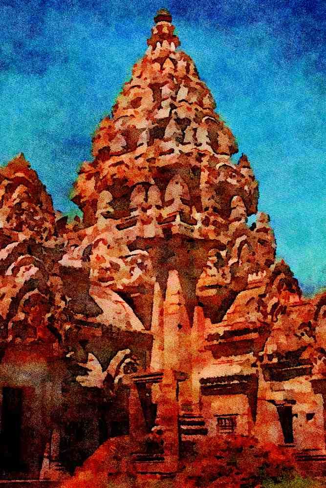 555065 Khmer Ruins, Sanctuary Tower, Prasat Phnom Rung, Thailand A4 Limited Edition Watercolour Print
