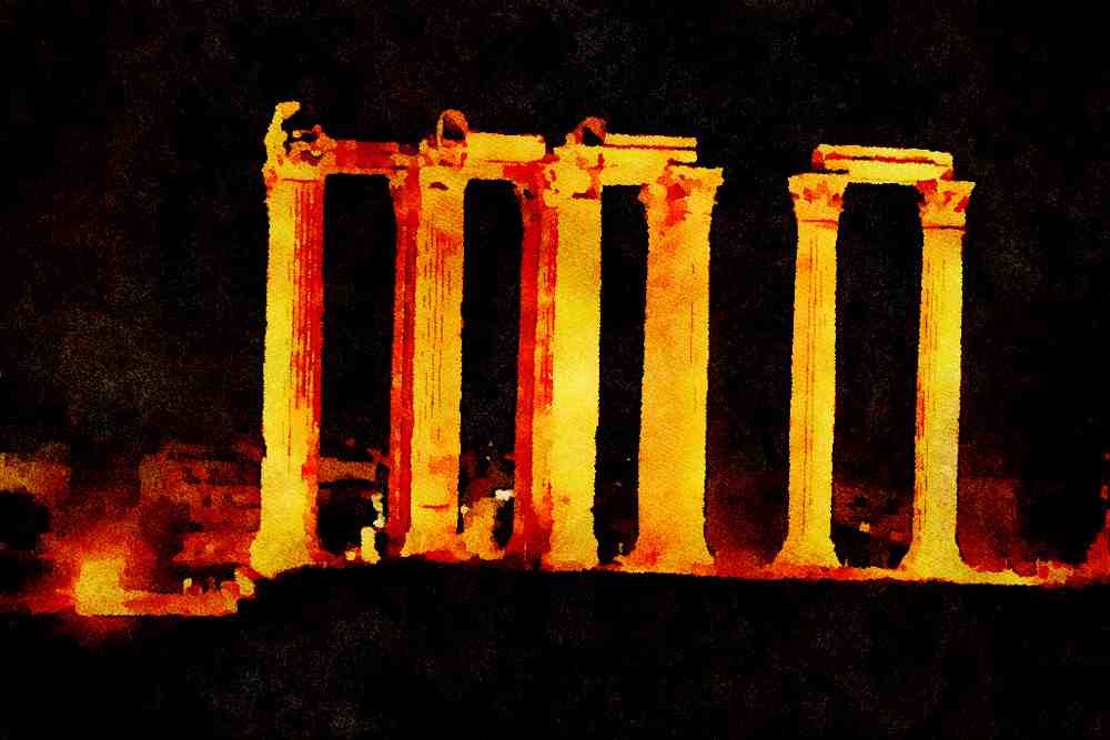 555069 Arch Of Hadrian, Athens, Greece A4 Limited Edition Watercolour Print