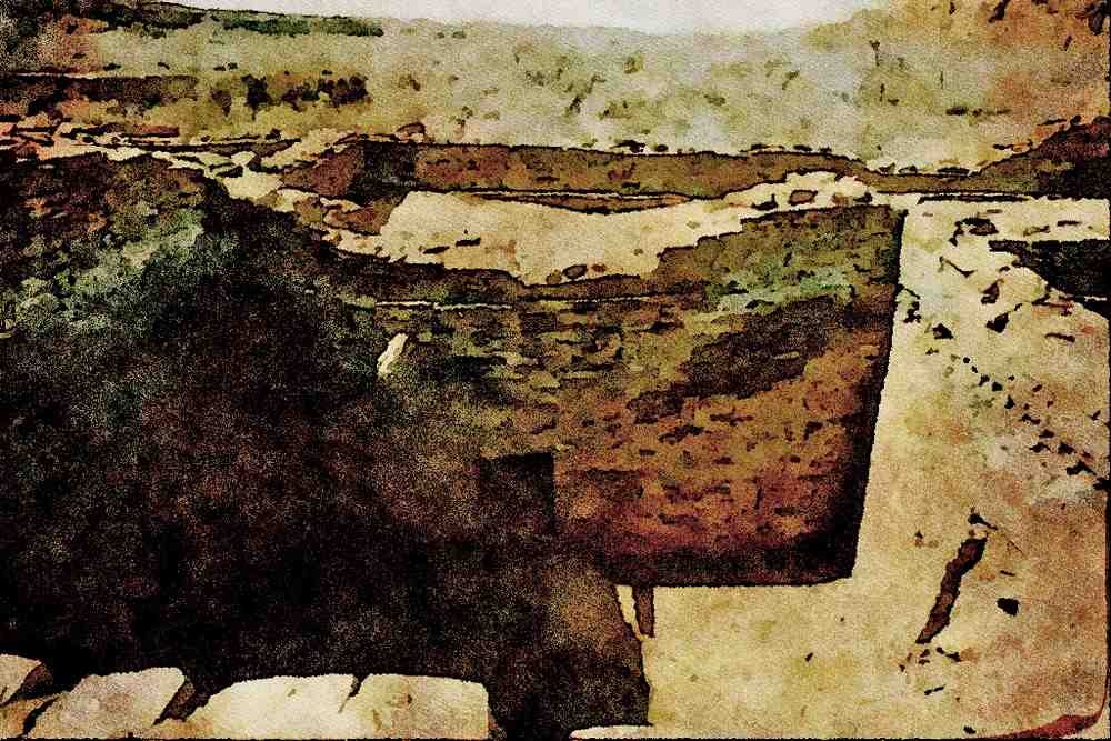 555070 Ruins Of Chaco Canyon, New Mexico A4 Limited Edition Watercolour Print
