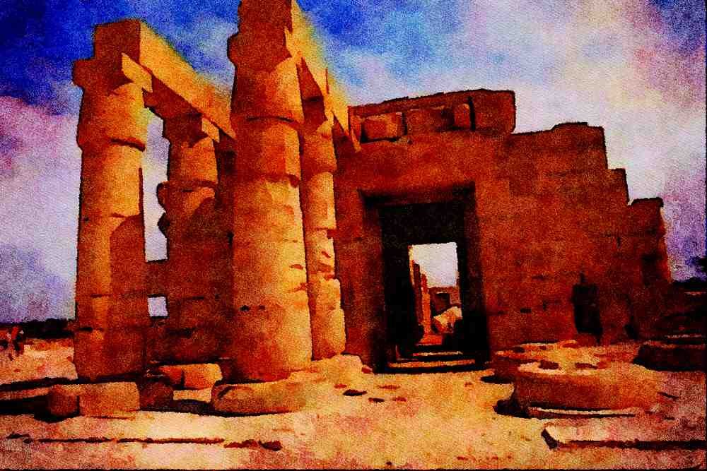 555080 Ramasseum, Egypt A4 Limited Edition Watercolour Print