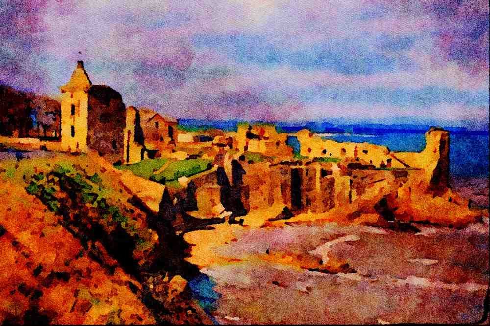555086 The Castle Ruins, Fife, Scotland A4 Limited Edition Watercolour Print