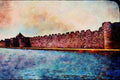 555095 Roman Saxon Shore Fort, Hants, England A4 Limited Edition Watercolour Print