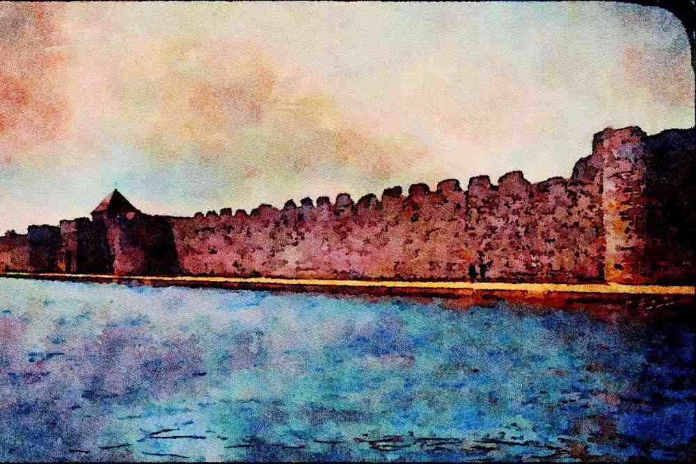555095 Roman Saxon Shore Fort, Hants, England A4 Limited Edition Watercolour Print