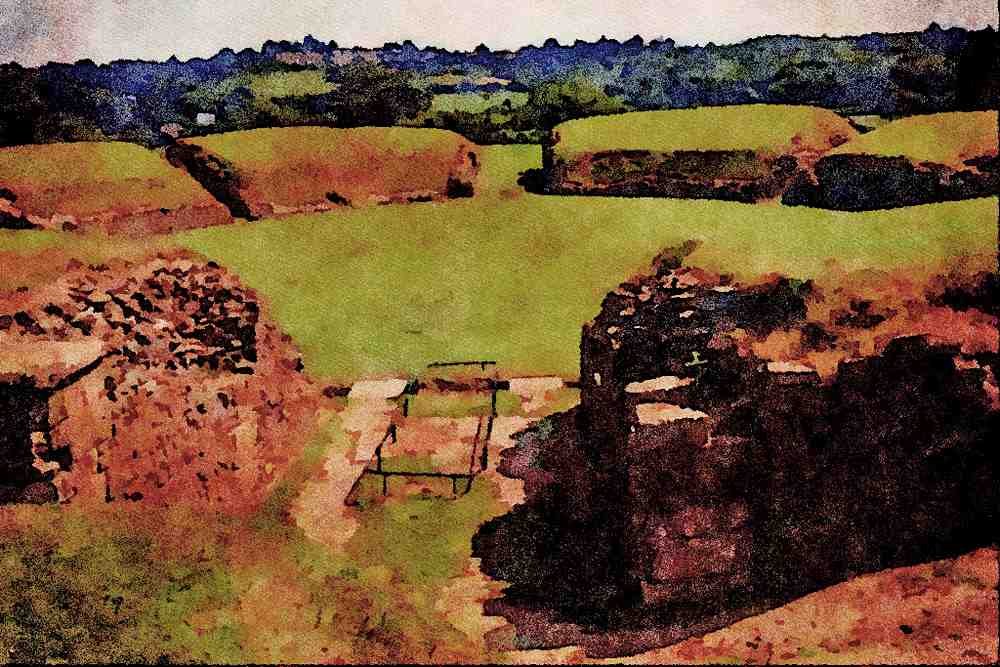555097 Amphitheater, Caerleon Roman Fortress, England A4 Limited Edition Watercolour Print
