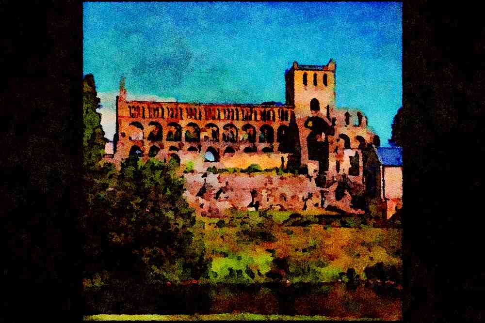 555099 Jedburgh Abbey, Roxburgh District, Scotland A4 Limited Edition Watercolour Print