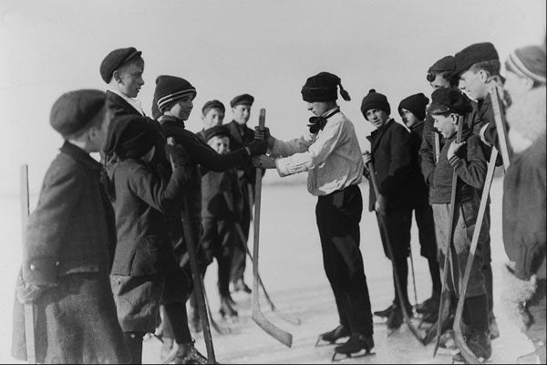 556004 Choosing Sides For Hockey, 1908, Photo John Boyd PA 60732 A4 Photo Print