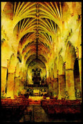 557022 Nave, Exeter Cathedral, Devon, England A4 Limited Edition Watercolour Print