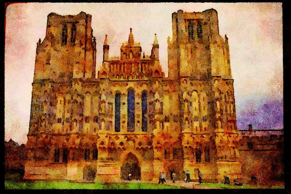557030 Cathedral, Somerset, England A4 Limited Edition Watercolour Print