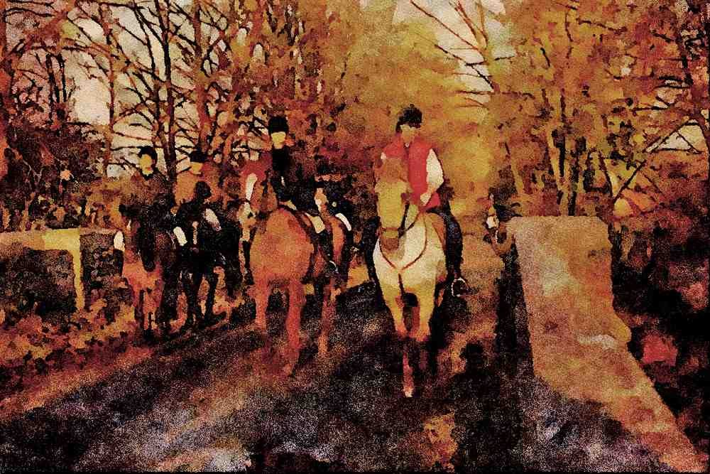 557031 Horses And Riders, Oxford, England A4 Limited Edition Watercolour Print