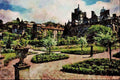 557033 Formal Garden, English Country Manor, England A4 Limited Edition Watercolour Print