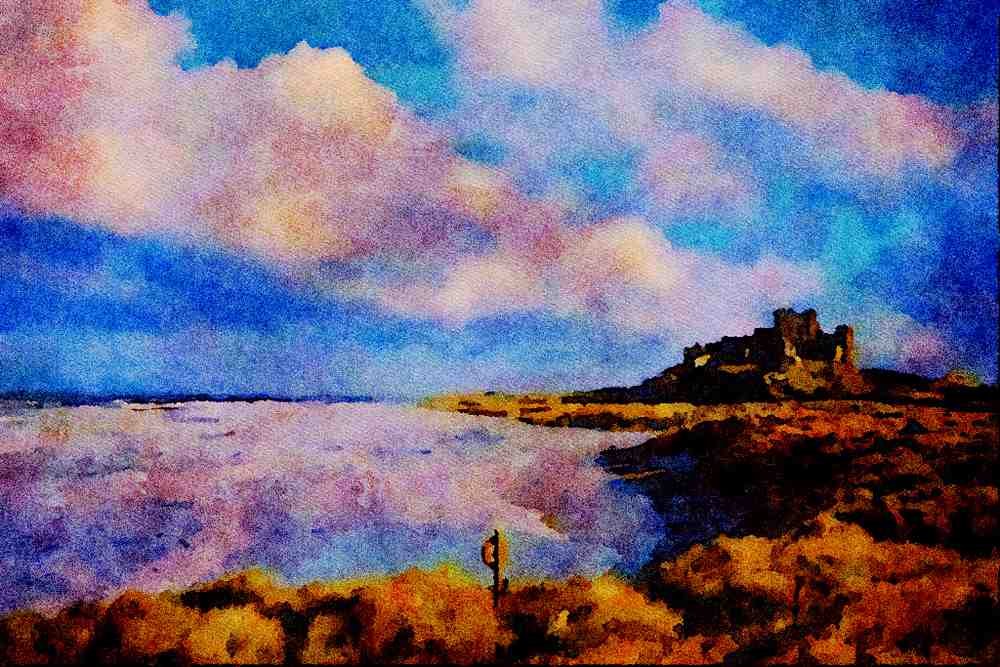 557039 Bamburgh, England A4 Limited Edition Watercolour Print