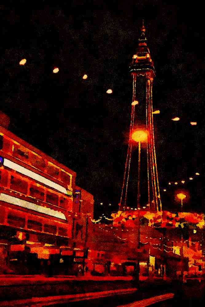 557040 Blackpool Illuminations, Lancashire, England A4 Limited Edition Watercolour Print