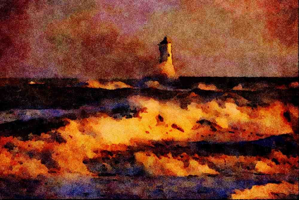 557047 Rough Seas At Berwick upon Tweed, England A4 Limited Edition Watercolour Print